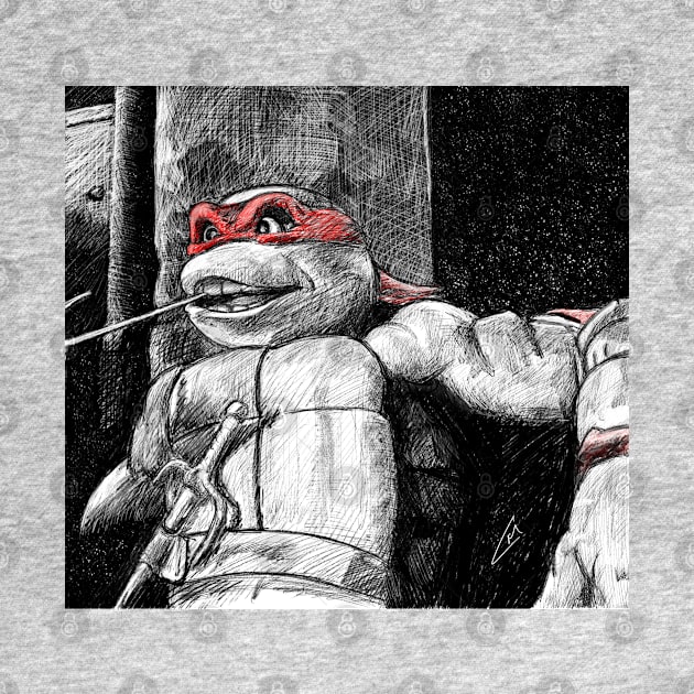 Teenage Mutant Ninja Turtles - Raphael B&W by JebMiao